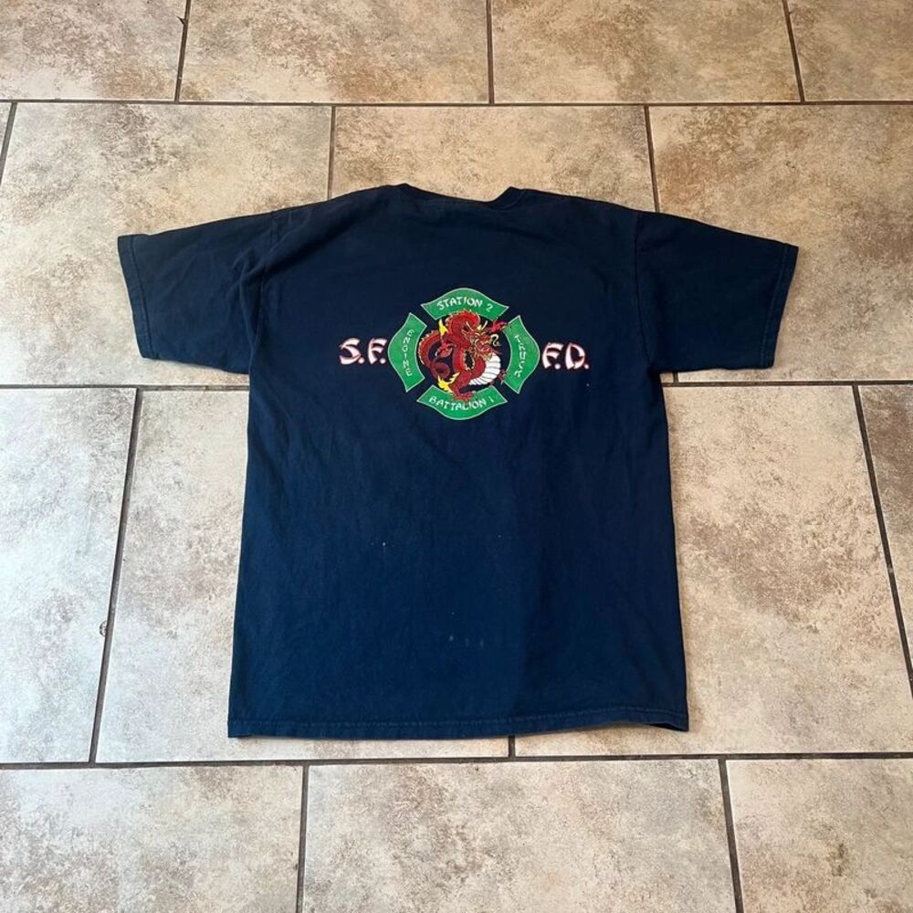 Vintage SFFD San Francisco Fire Department Station 2 Chinatown Dragon Shirt L